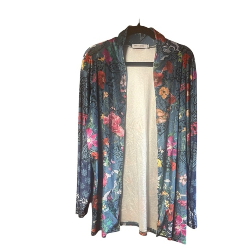 Misslook Velvet Floral Cardigan